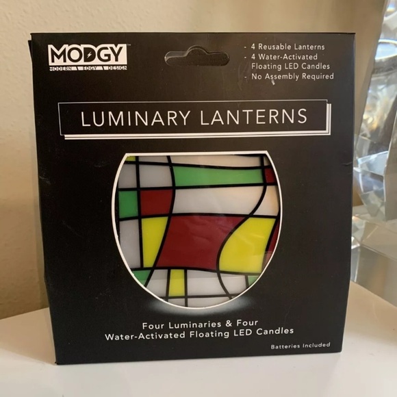 Modgy Luminary Lanterns Multicolor Cool Padre Water Activated Tiffany Style 4pk - Picture 1 of 7